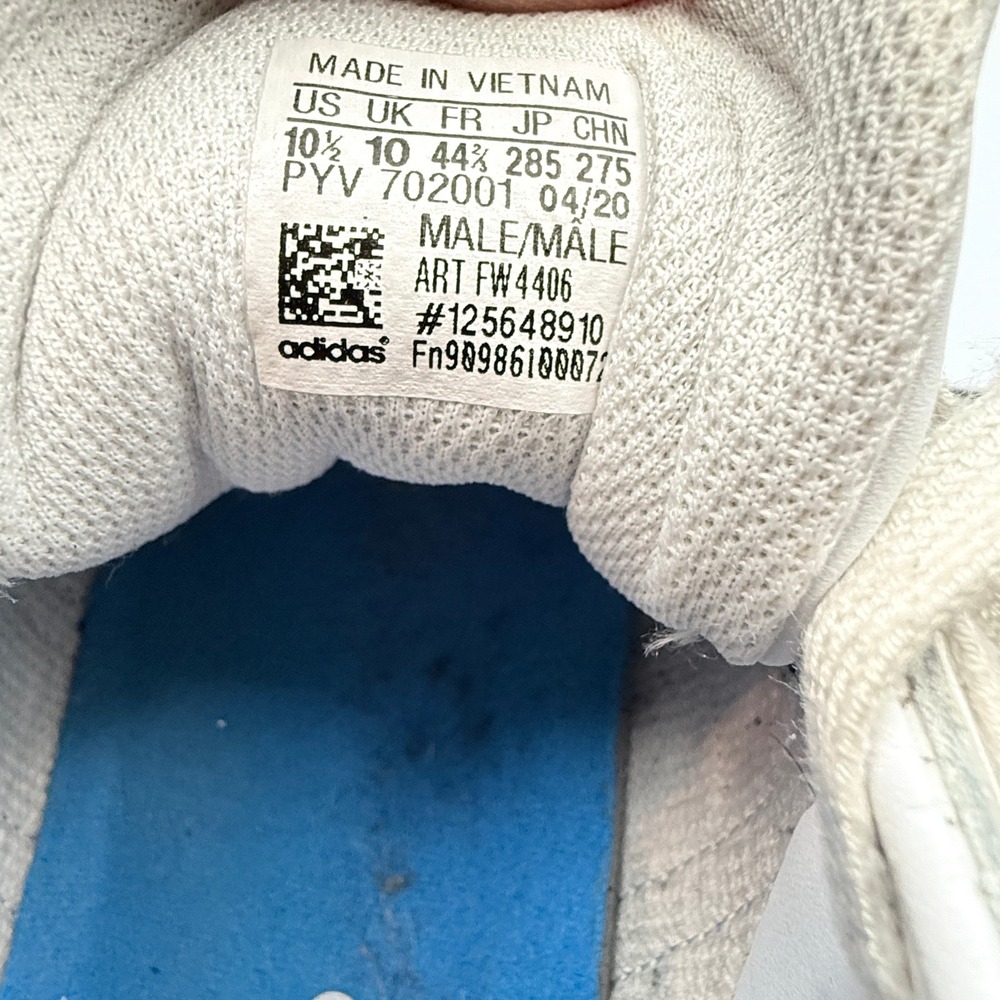 Adidas Superstar Size 10.5 Mens White Blue BIRD Leather Shell Sneakers FW4406 - Picture 5 of 7